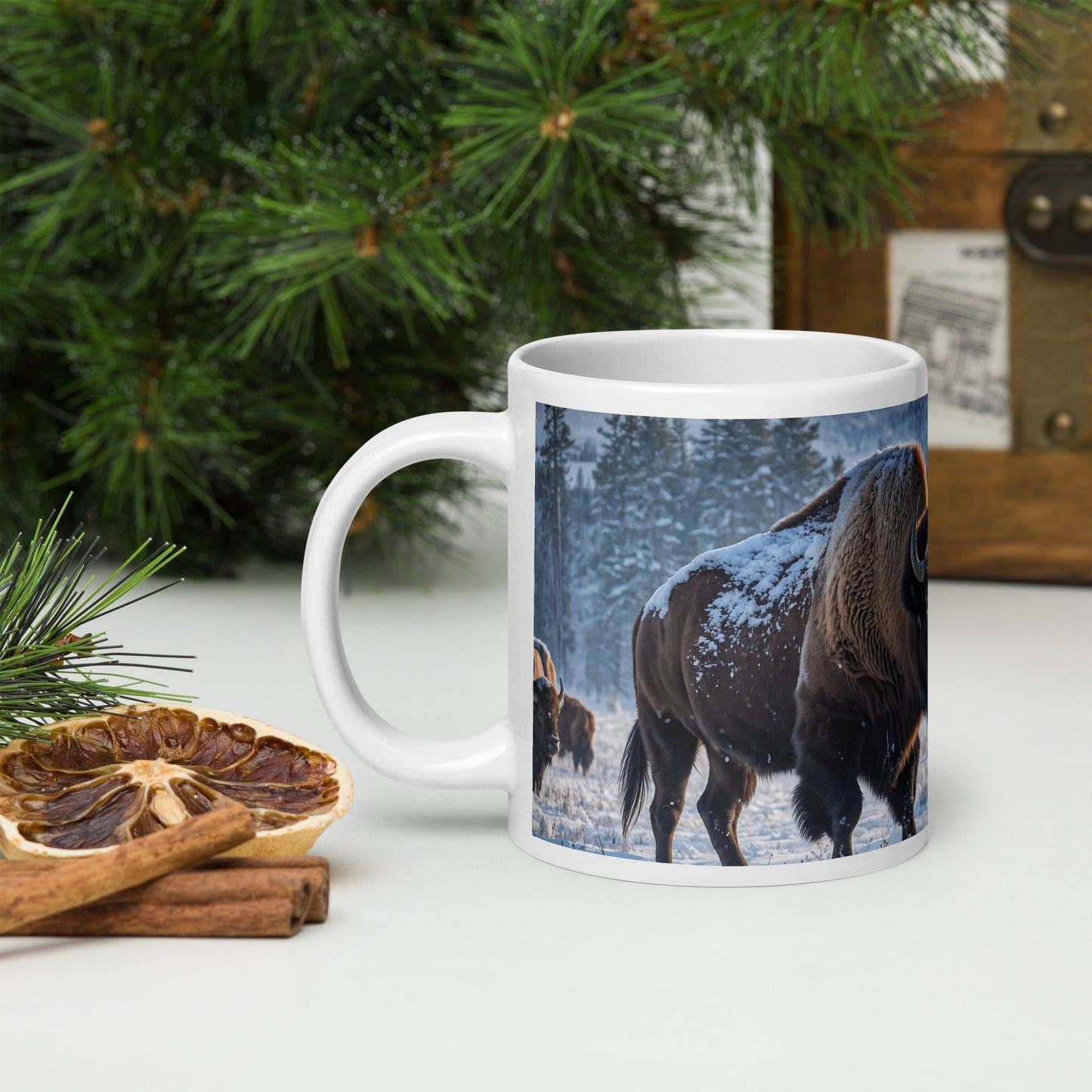 Bison White Glossy Mug (11 oz, 15 oz, 20 oz) - Mugs - Discovery Co.