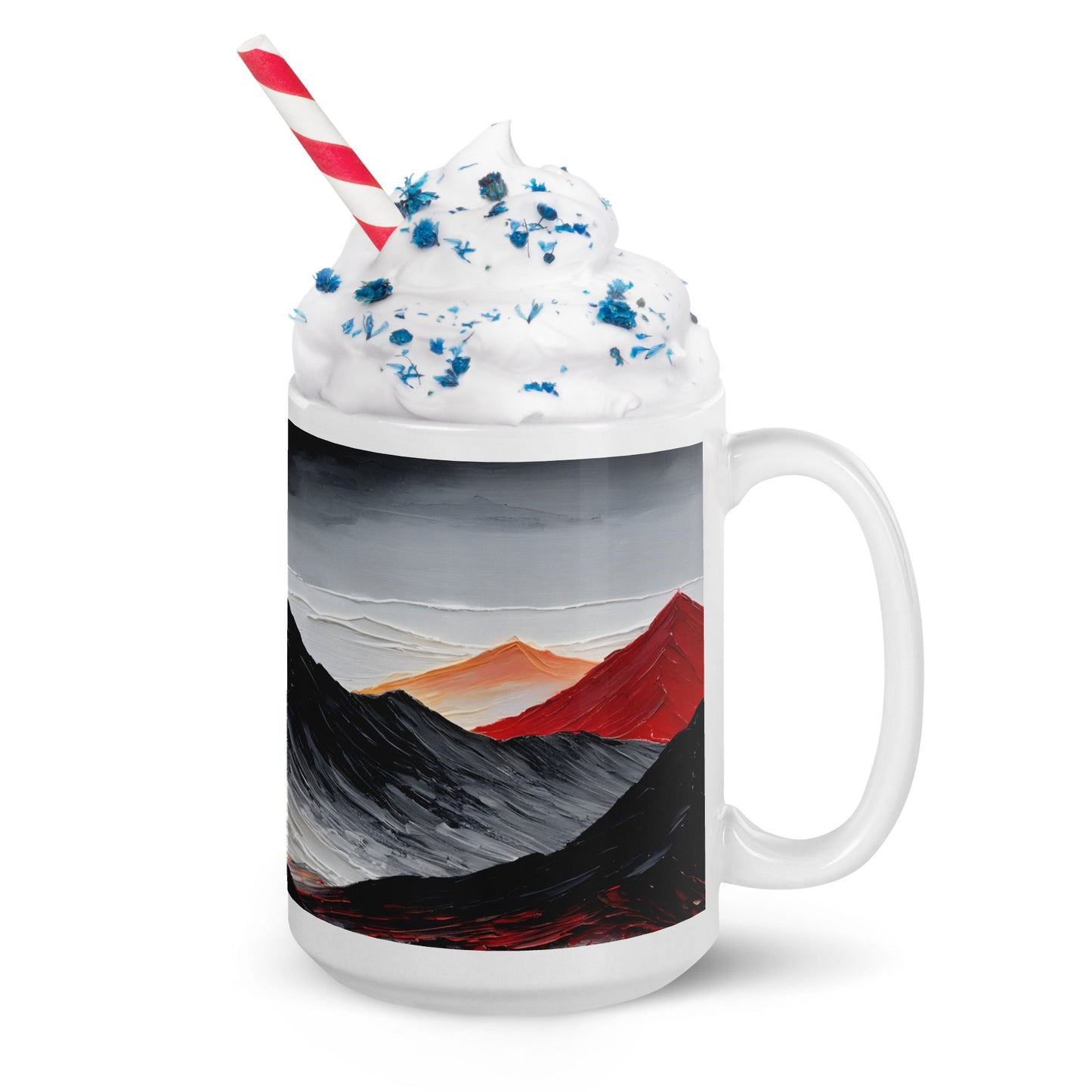 Black and Red Mountains White Glossy Mug - Mugs - Discovery Co.