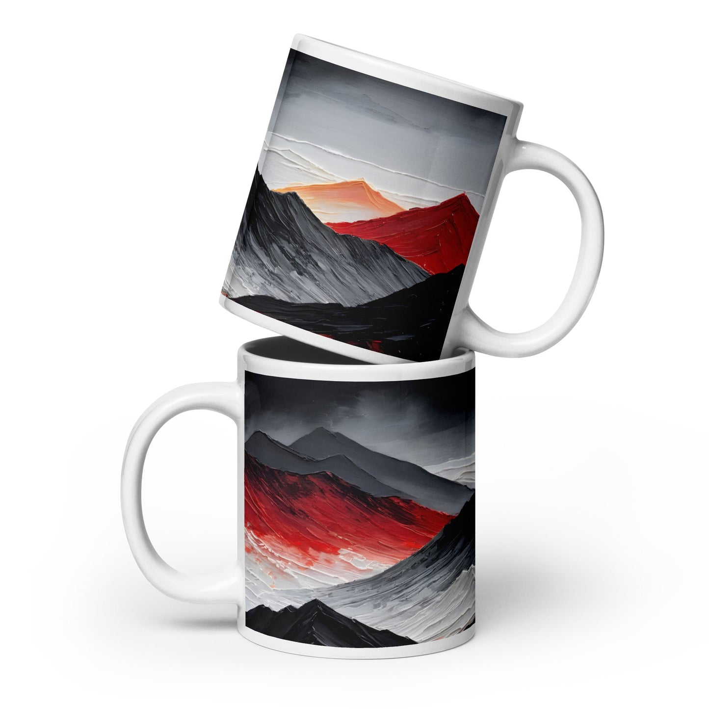 Black and Red Mountains White Glossy Mug - Mugs - Discovery Co.