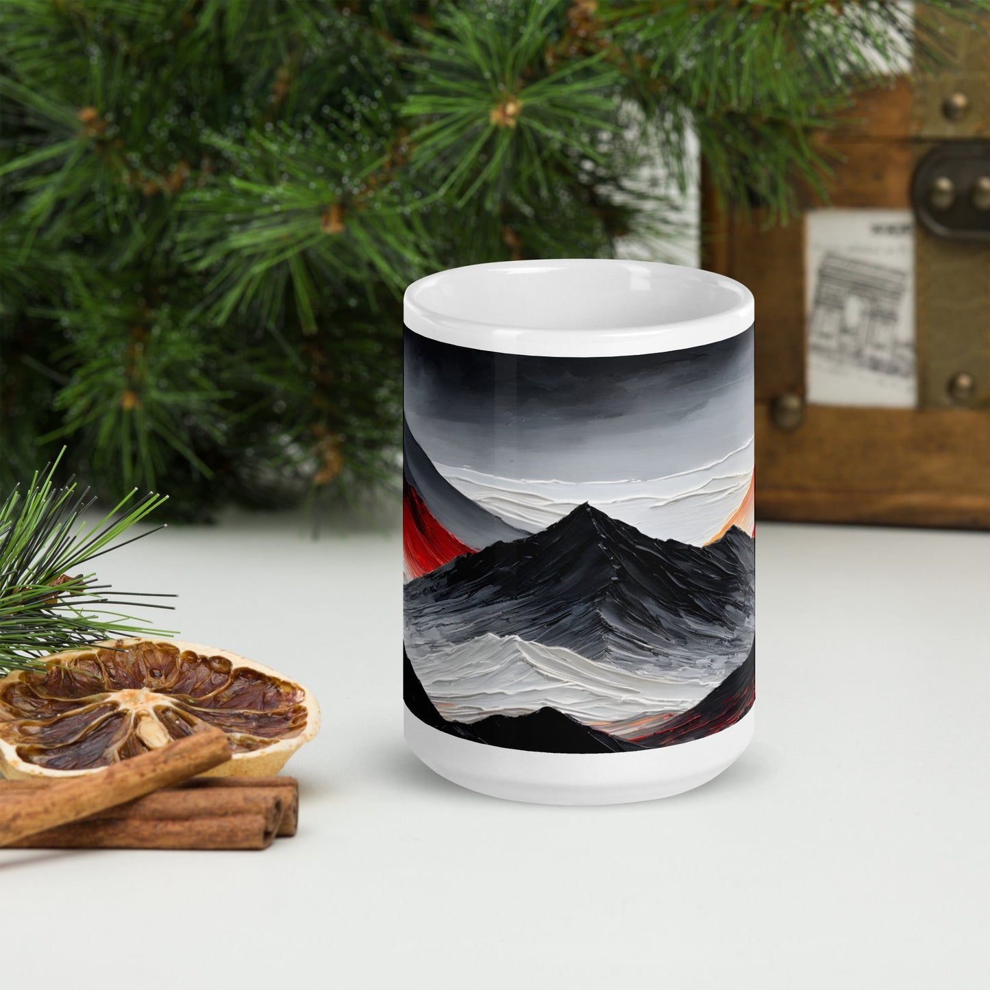 Black and Red Mountains White Glossy Mug - Mugs - Discovery Co.