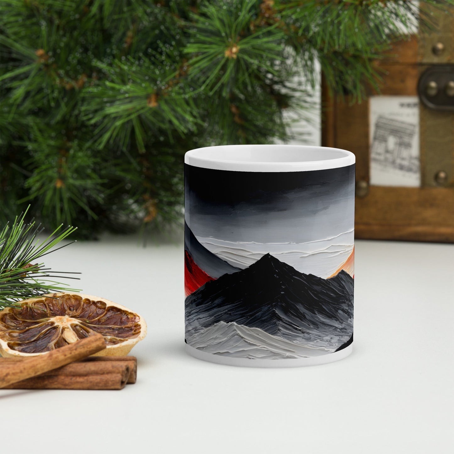 Black and Red Mountains White Glossy Mug - Mugs - Discovery Co.