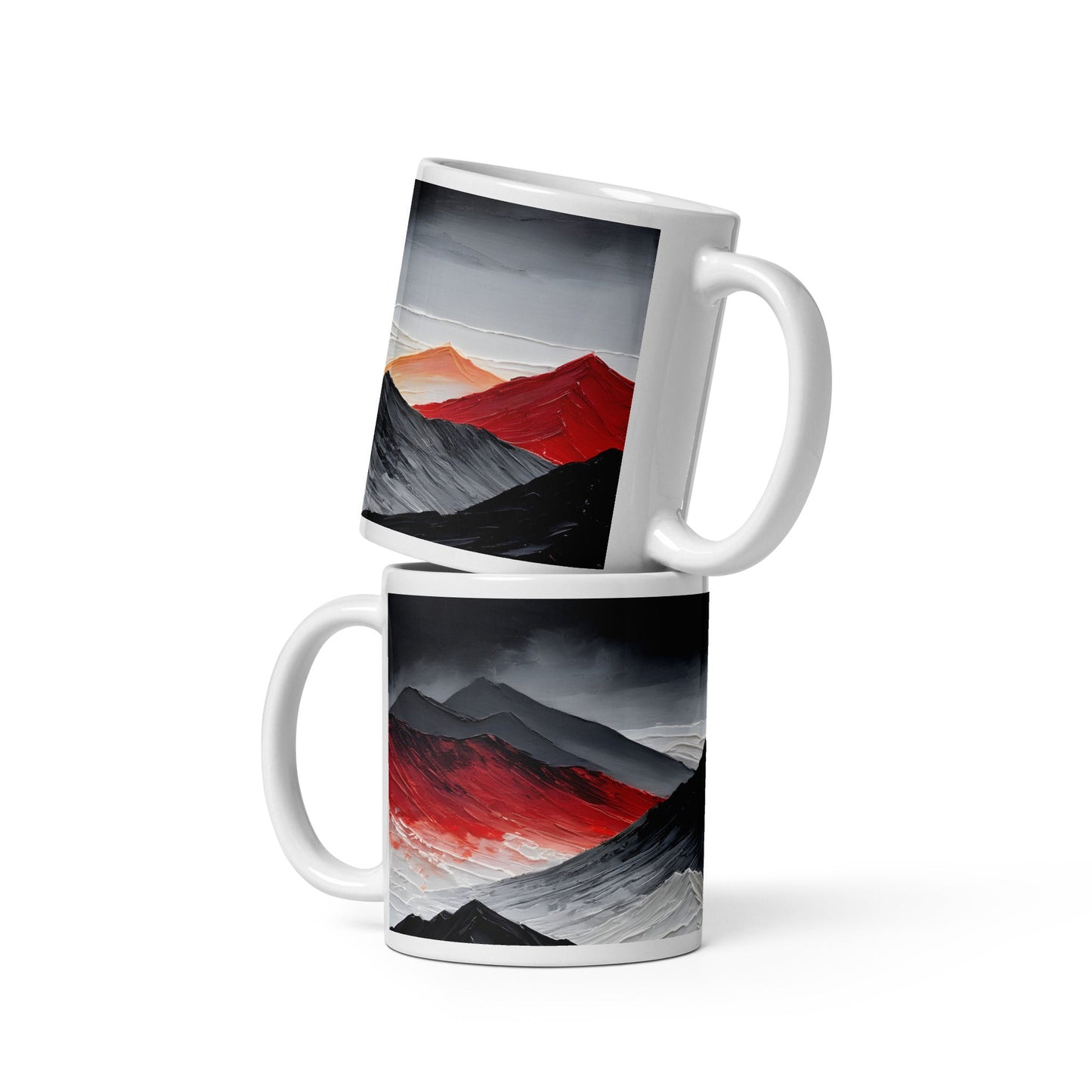 Black and Red Mountains White Glossy Mug - Mugs - Discovery Co.