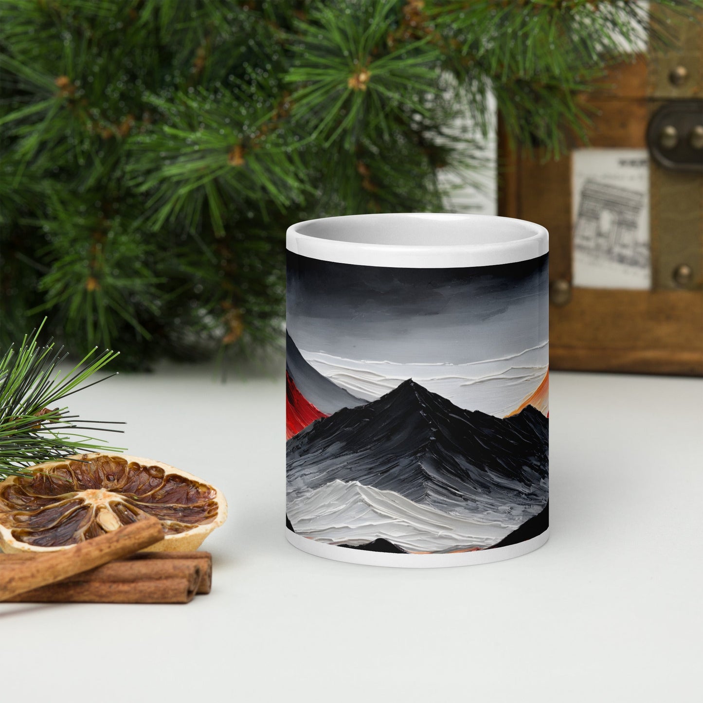 Black and Red Mountains White Glossy Mug - Mugs - Discovery Co.