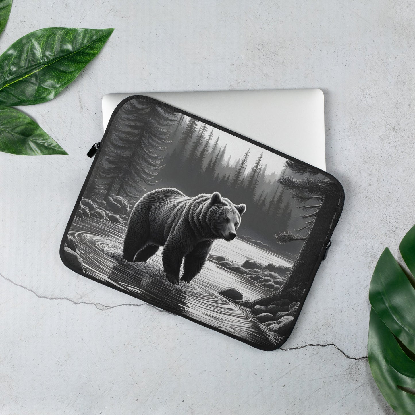 Black And White Bear II Laptop Sleeve - Laptop Cases - Discovery Co.