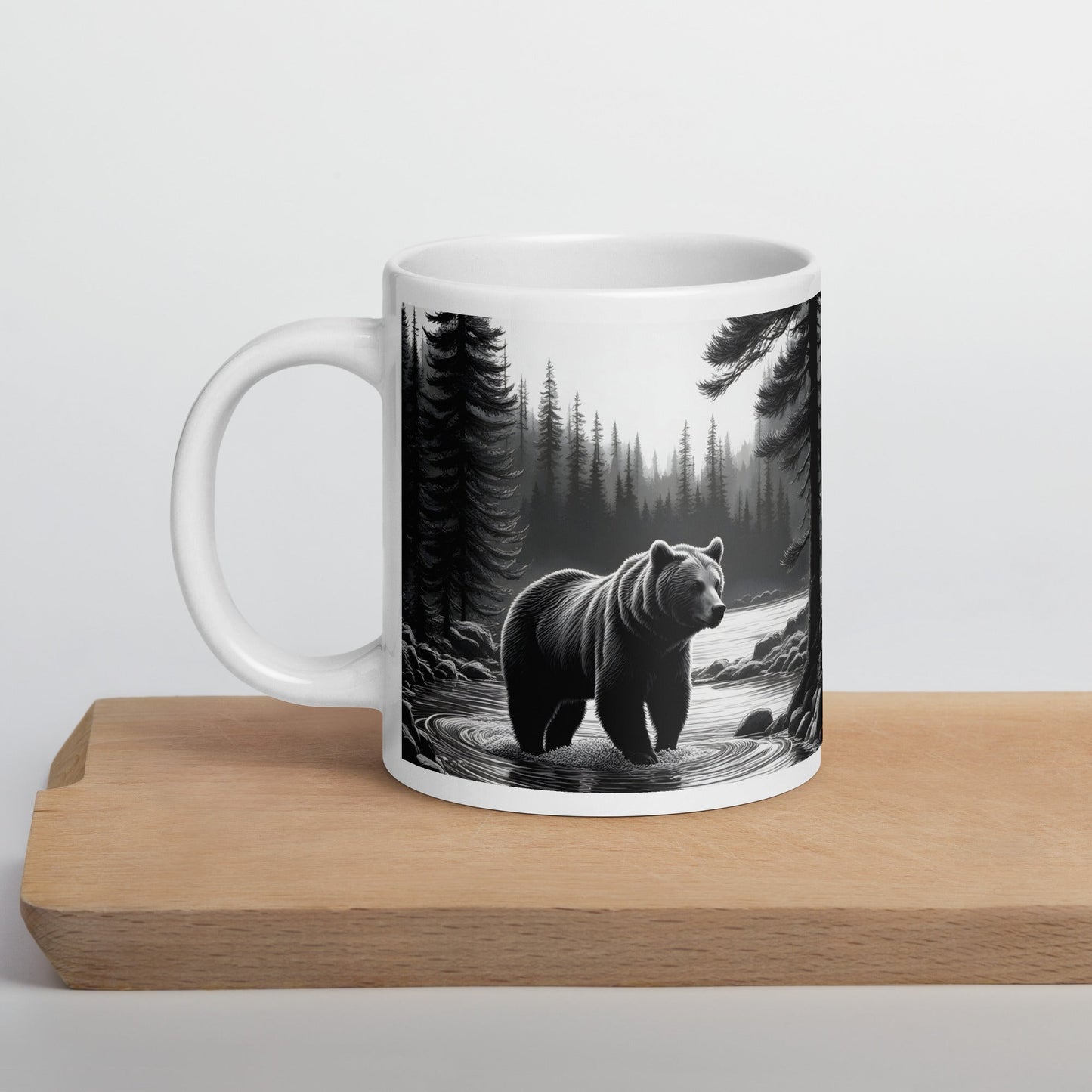 Black and White Bear II White Glossy Mug (11 oz, 15 oz, 20 oz) - Mugs - Discovery Co.