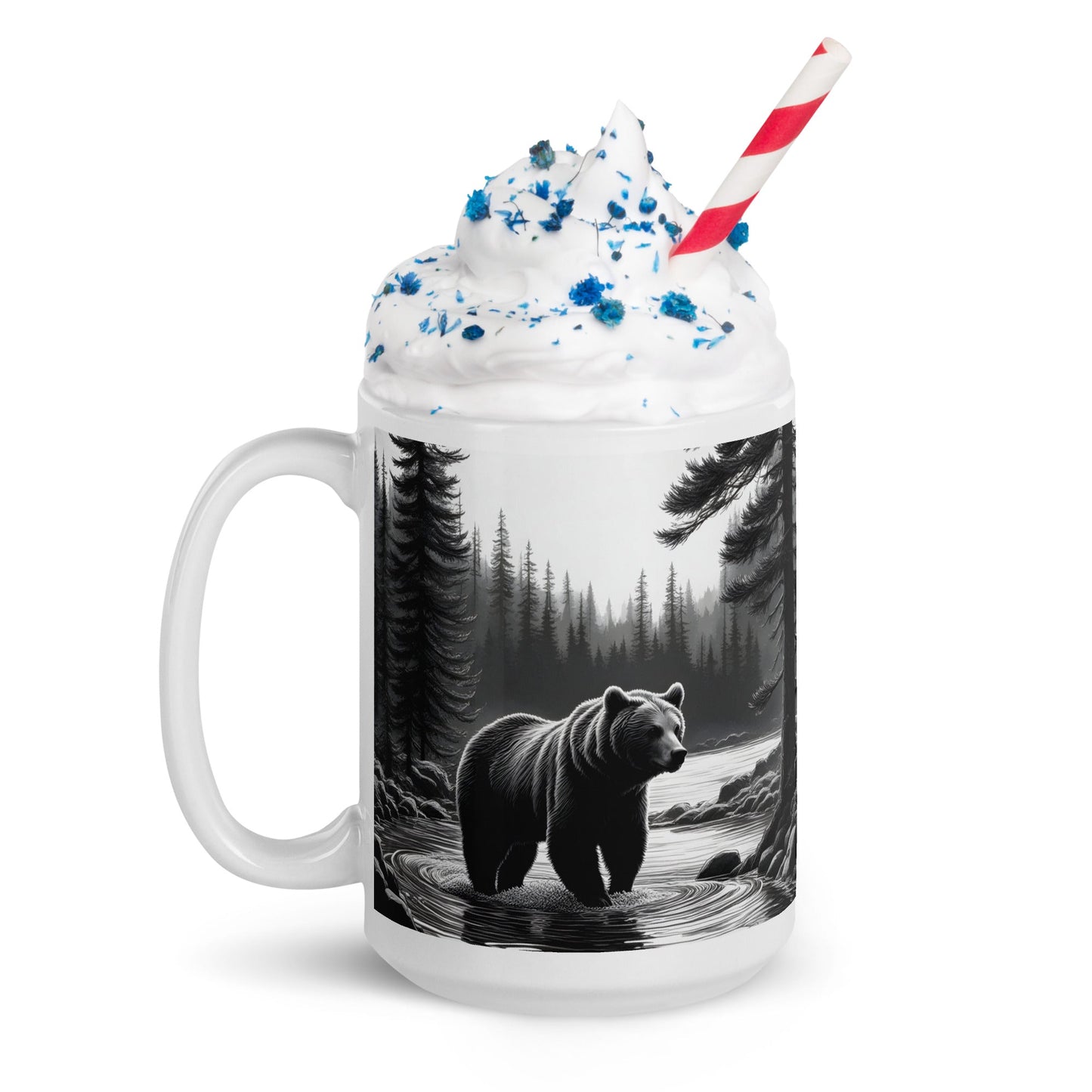 Black and White Bear II White Glossy Mug (11 oz, 15 oz, 20 oz) - Mugs - Discovery Co.