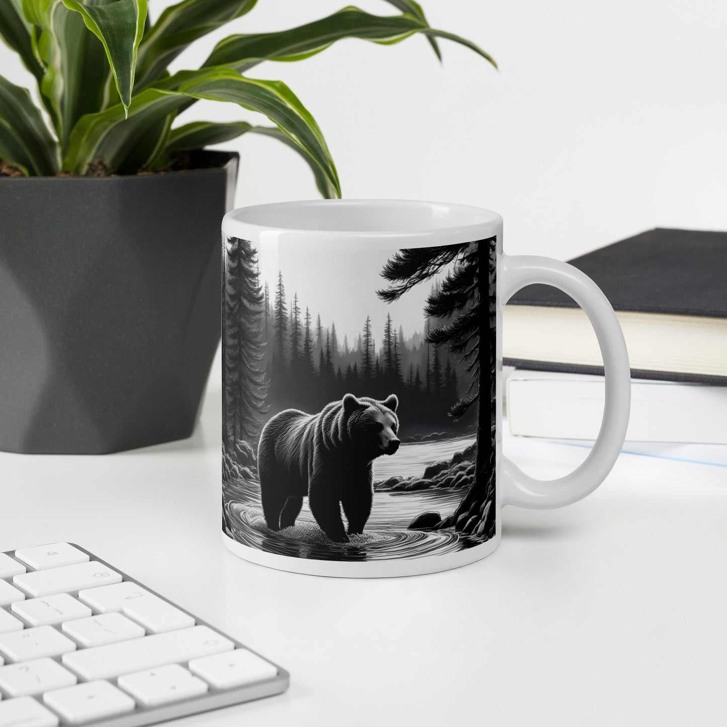 Black and White Bear II White Glossy Mug (11 oz, 15 oz, 20 oz) - Mugs - Discovery Co.