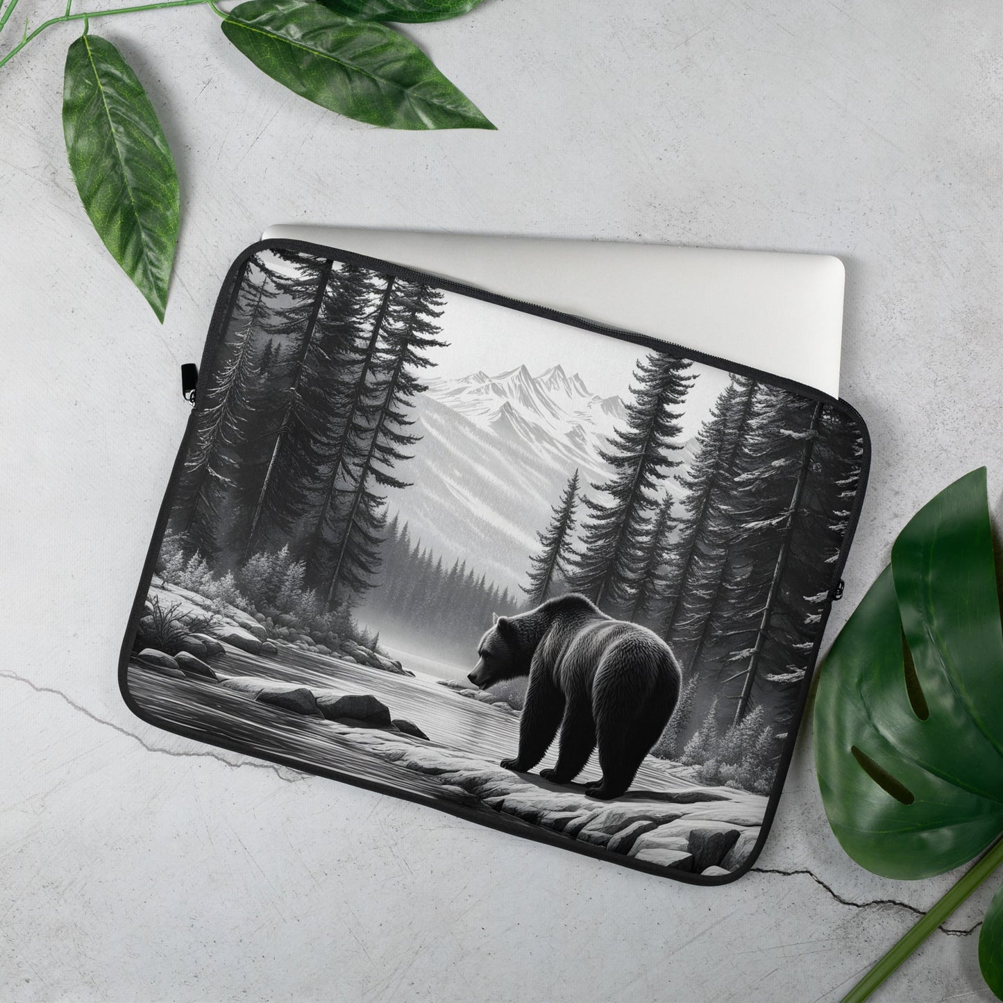 Black And White Bear Laptop Sleeve - Laptop Cases - Discovery Co.