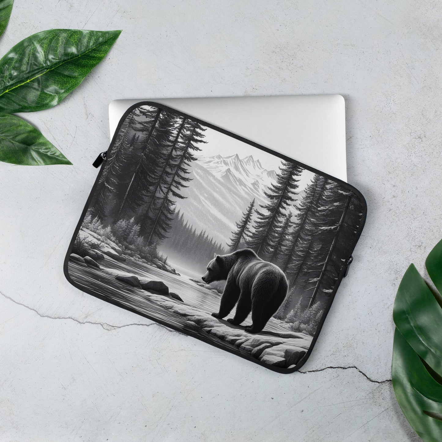 Black And White Bear Laptop Sleeve - Laptop Cases - Discovery Co.