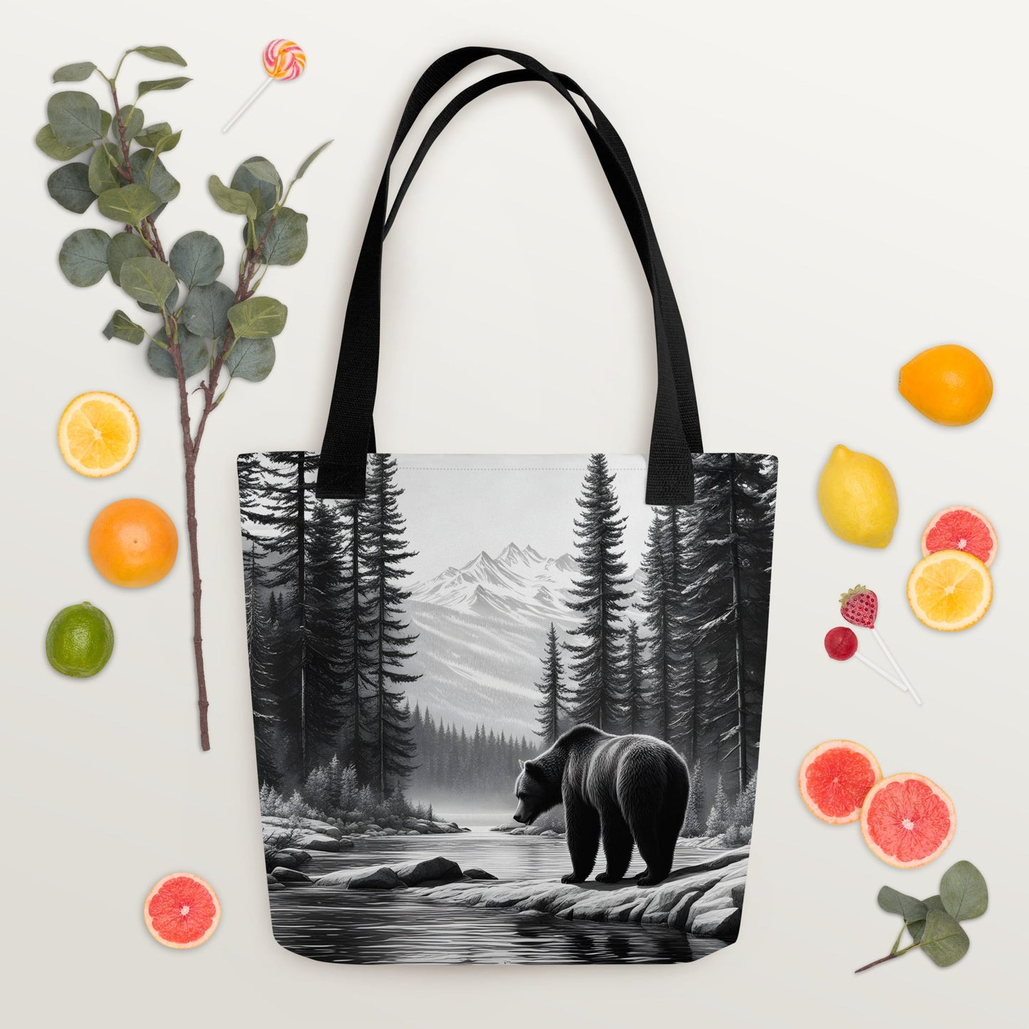 Black And White Bear Tote Bag - Tote Bags - Discovery Co.