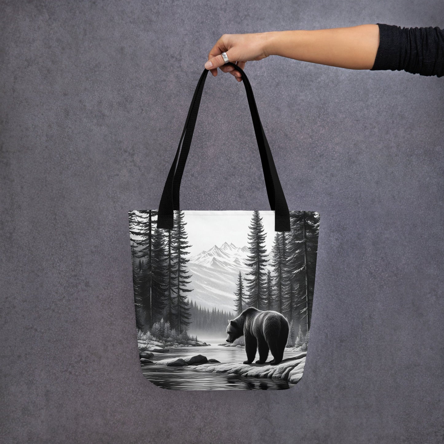 Black And White Bear Tote Bag - Tote Bags - Discovery Co.