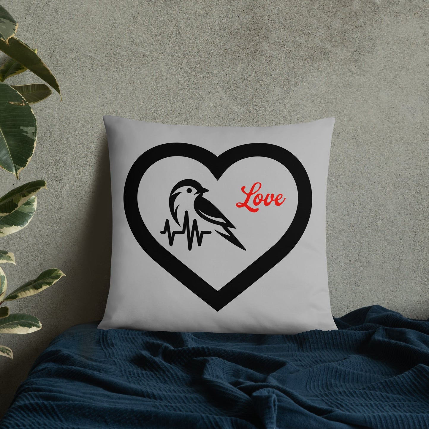 Black Bird Heartbeat Basic Pillow - Pillows - Discovery Co.