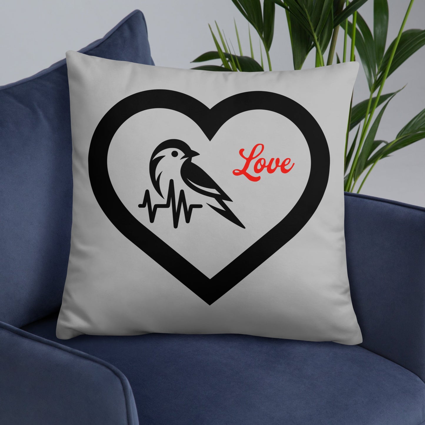 Black Bird Heartbeat Basic Pillow - Pillows - Discovery Co.
