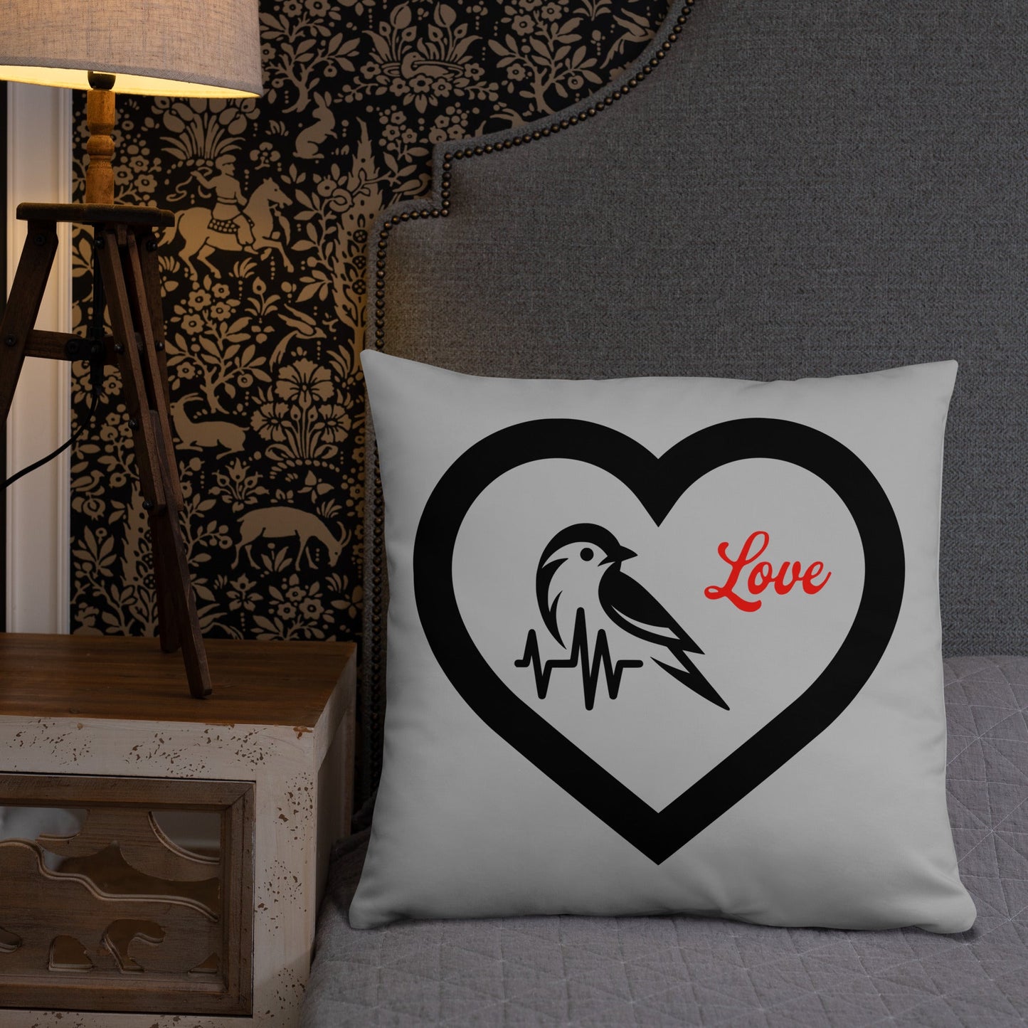Black Bird Heartbeat Basic Pillow - Pillows - Discovery Co.