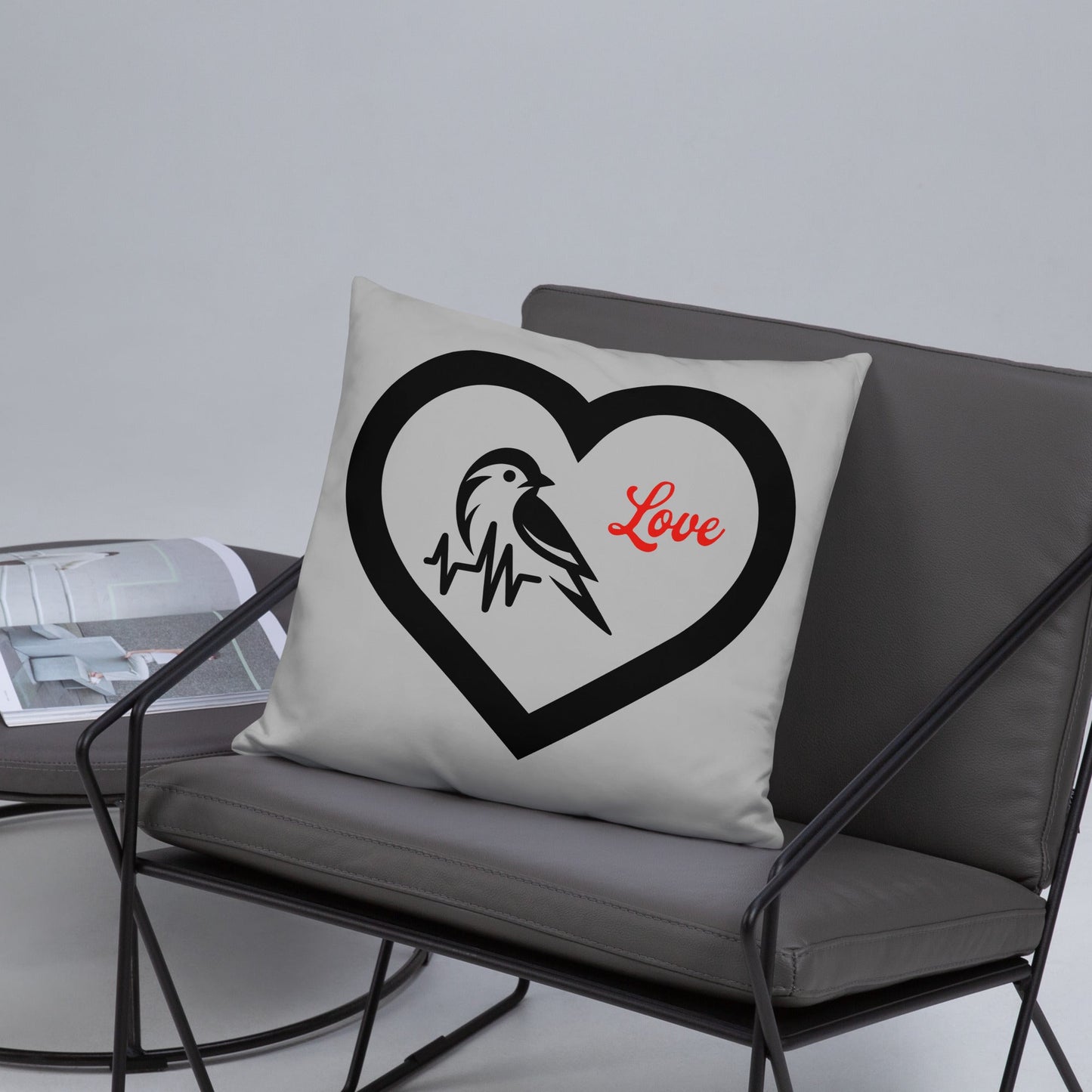 Black Bird Heartbeat Basic Pillow - Pillows - Discovery Co.