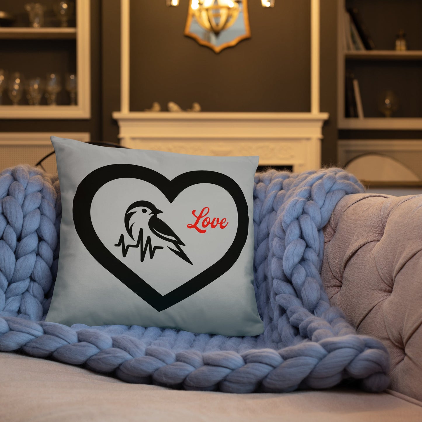 Black Bird Heartbeat Basic Pillow - Pillows - Discovery Co.