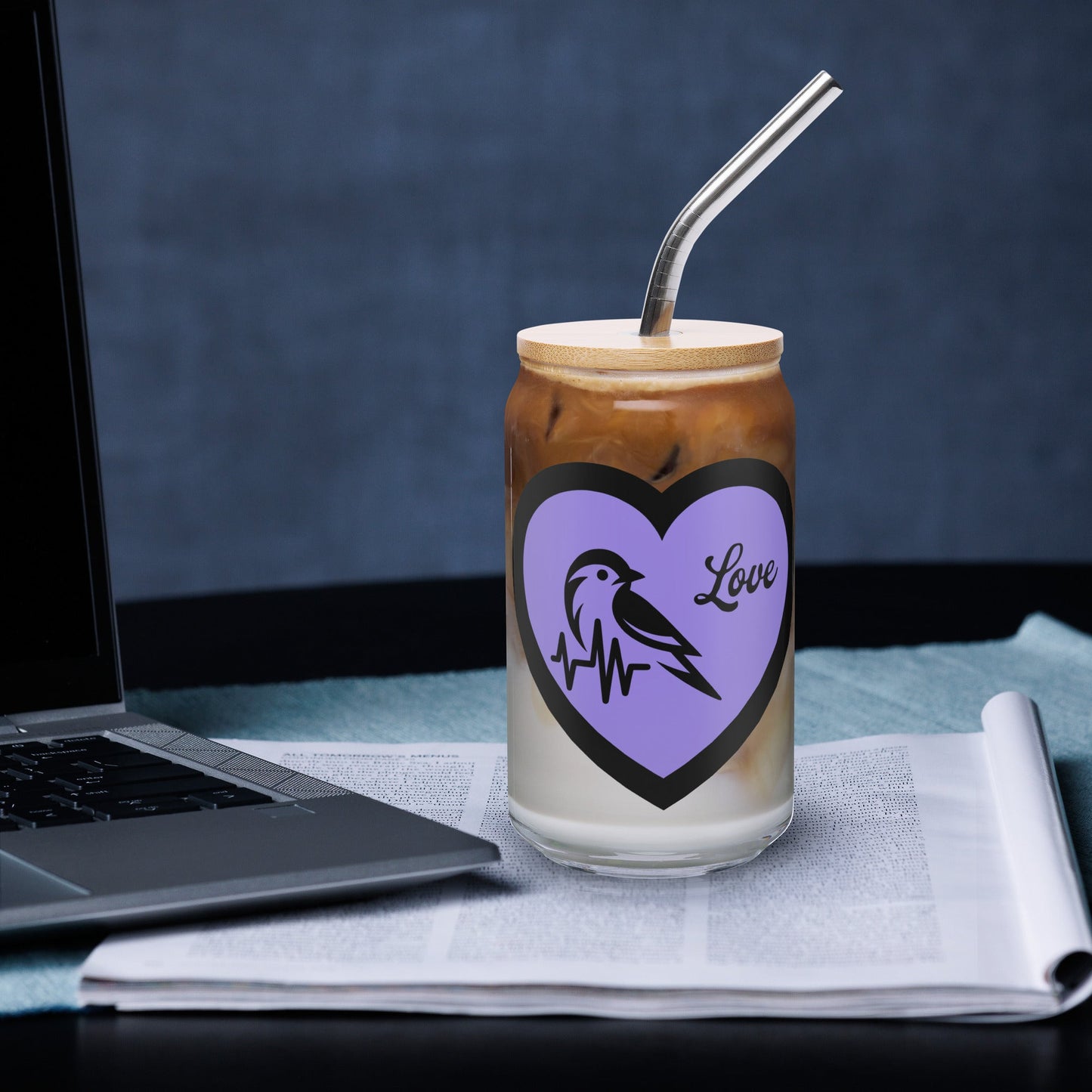 Black Bird Heartbeat II Can - Shaped Glass - Can - Shaped Glass - Discovery Co.