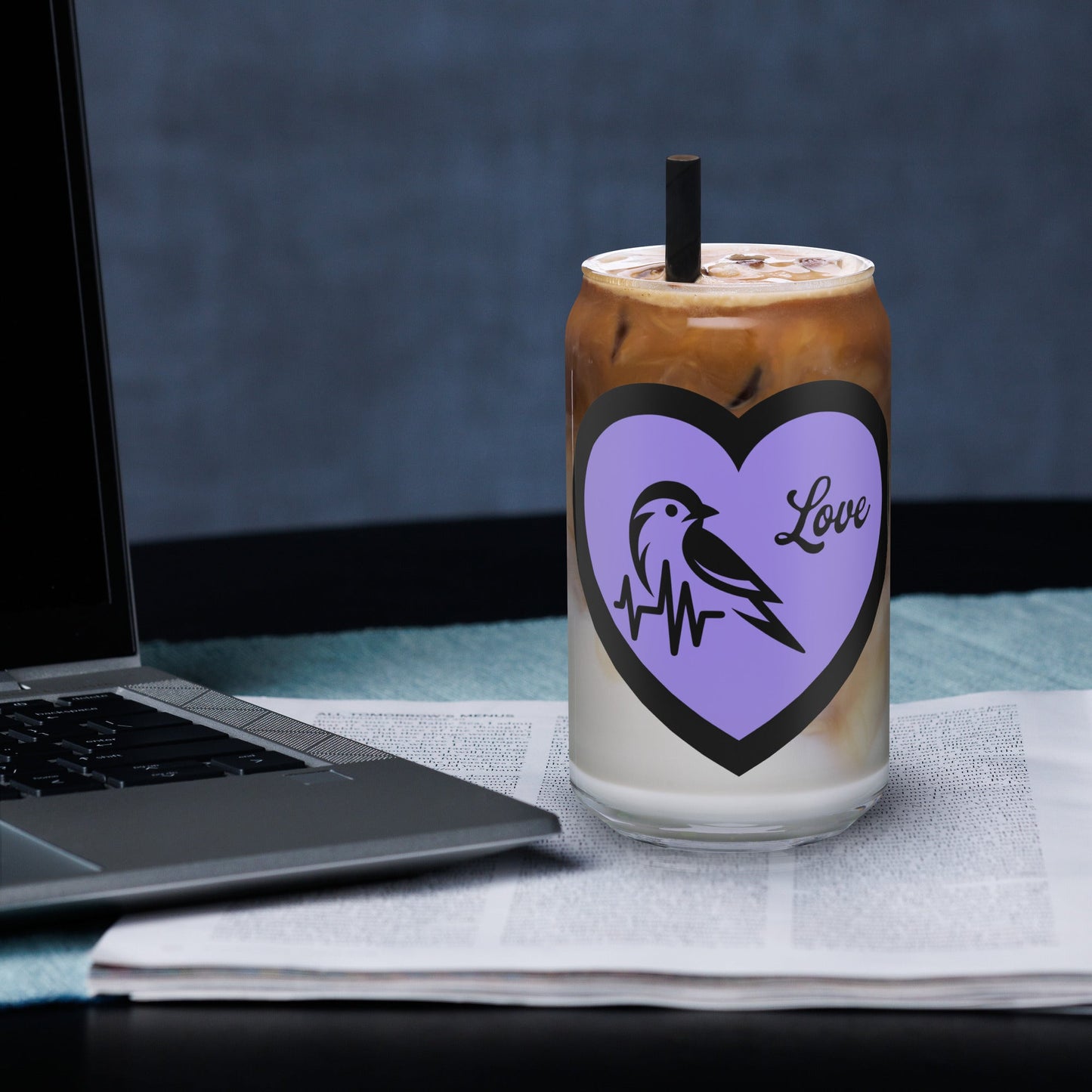Black Bird Heartbeat II Can - Shaped Glass - Can - Shaped Glass - Discovery Co.