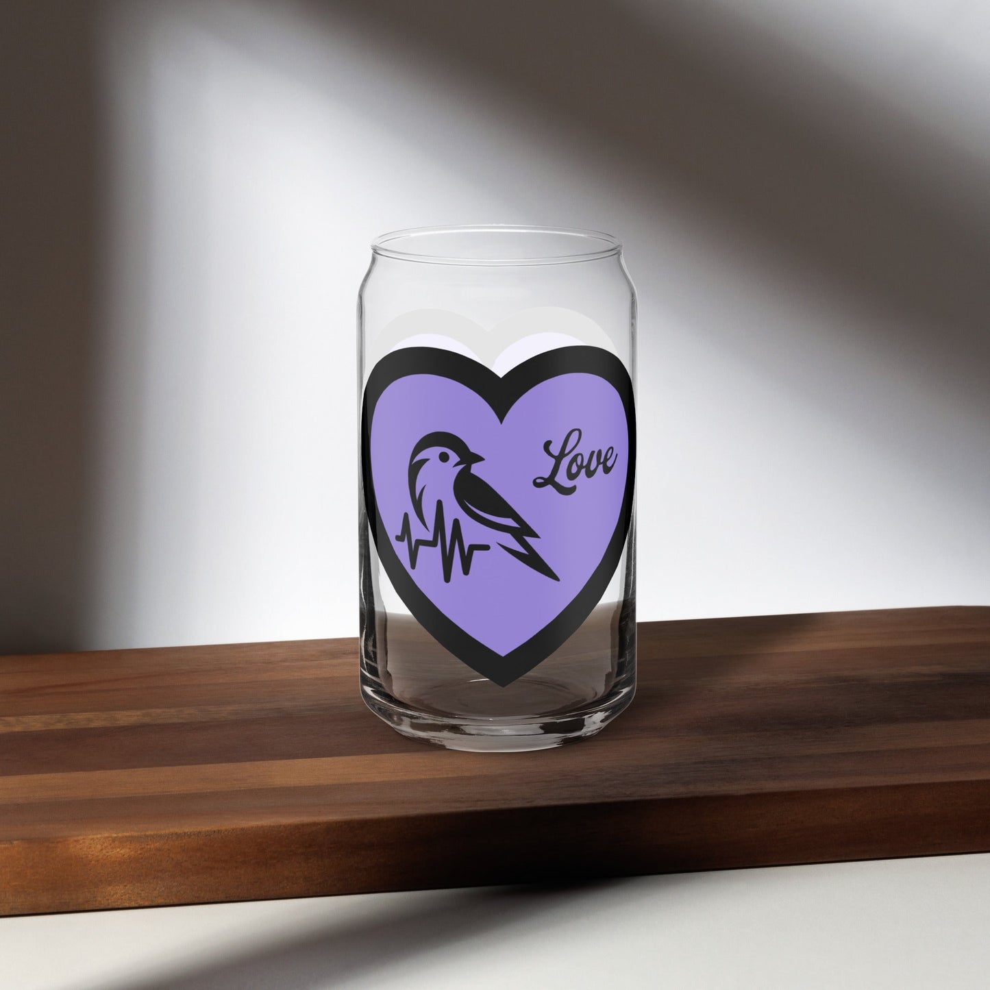 Black Bird Heartbeat II Can - Shaped Glass - Can - Shaped Glass - Discovery Co.