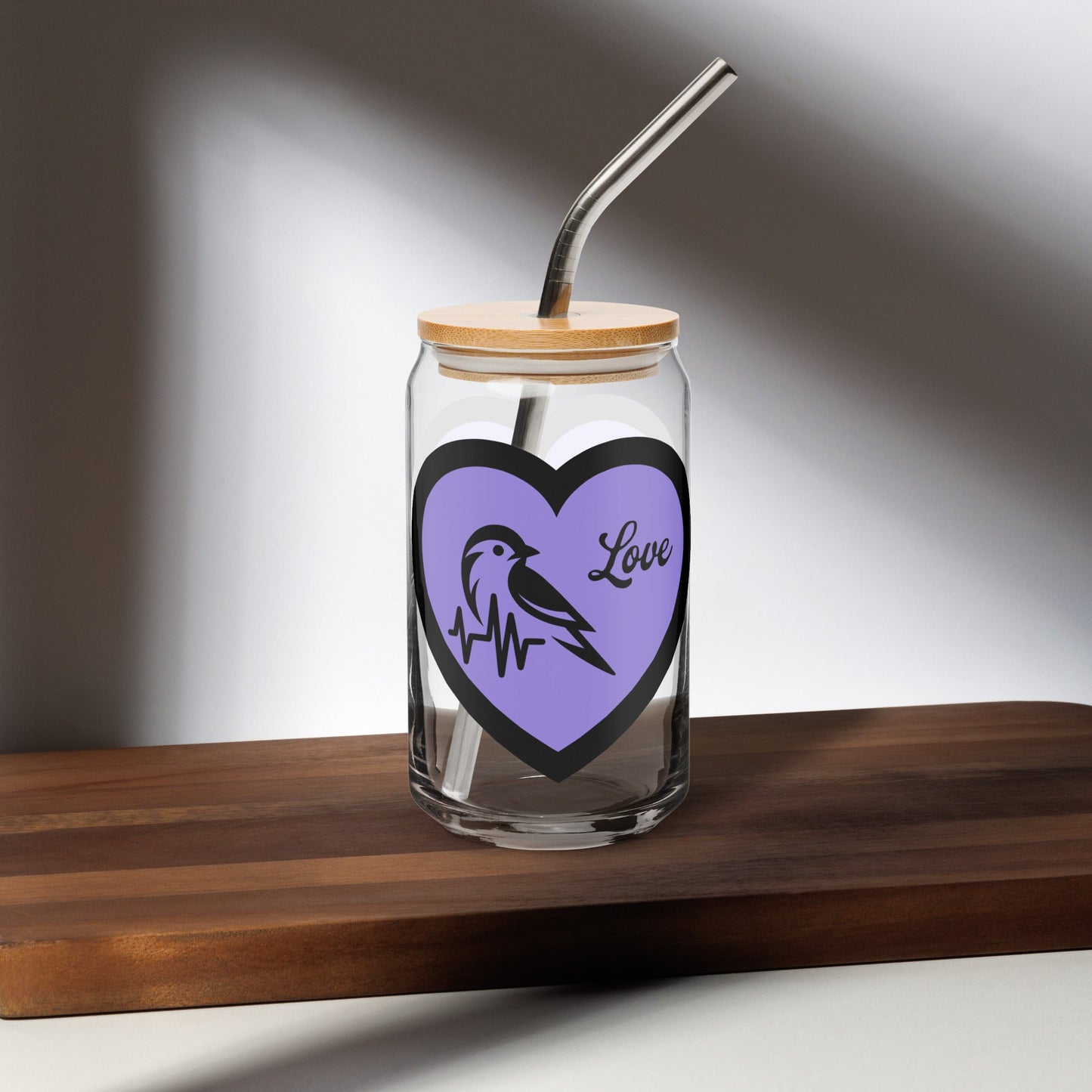 Black Bird Heartbeat II Can - Shaped Glass - Can - Shaped Glass - Discovery Co.