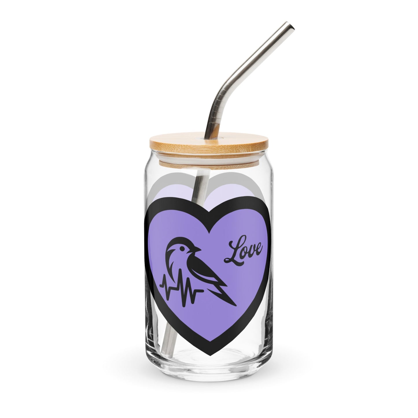 Black Bird Heartbeat II Can - Shaped Glass - Can - Shaped Glass - Discovery Co.