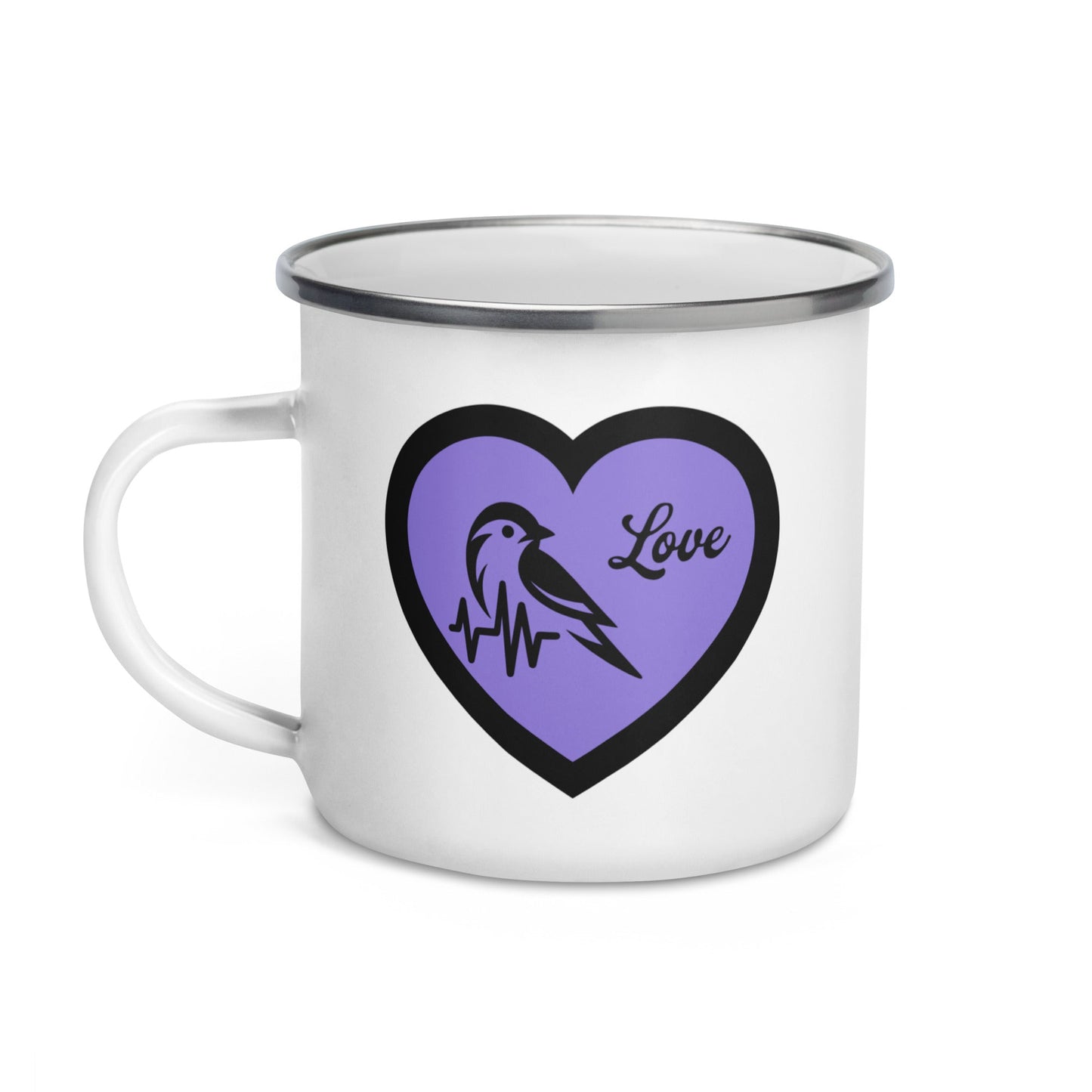 Black Bird Heartbeat II Enamel Mug - Mugs - Discovery Co.