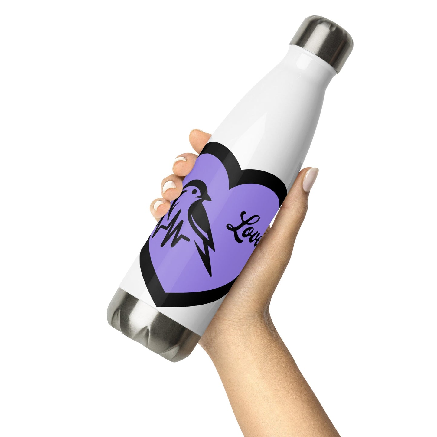 Black Bird Heartbeat II Stainless Steel Water Bottle - Stainless Steel Water Bottle - Discovery Co.