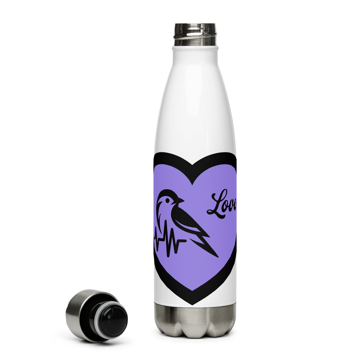Black Bird Heartbeat II Stainless Steel Water Bottle - Stainless Steel Water Bottle - Discovery Co.