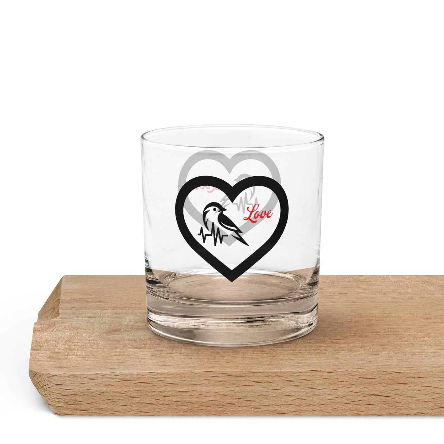 Black Bird Heartbeat Rocks Glass - Rocks Glass - Discovery Co.