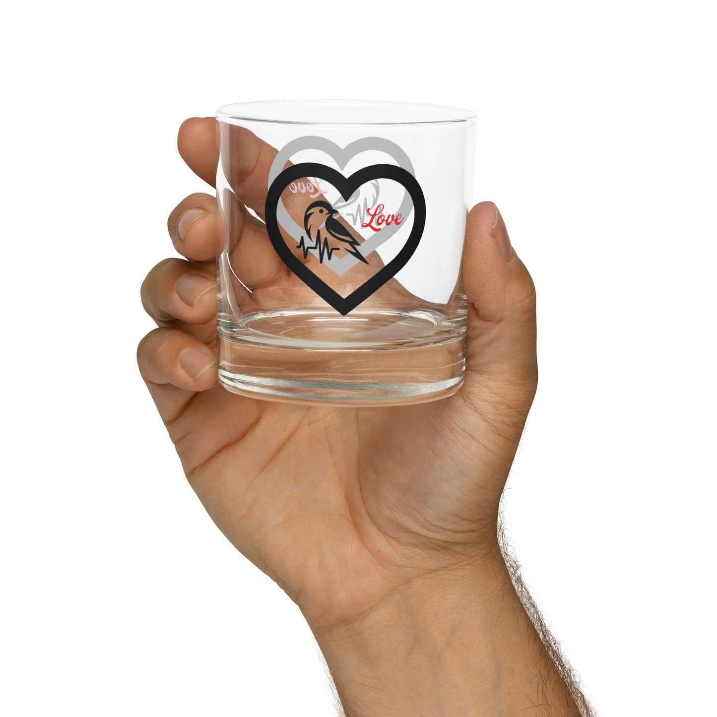 Black Bird Heartbeat Rocks Glass - Rocks Glass - Discovery Co.
