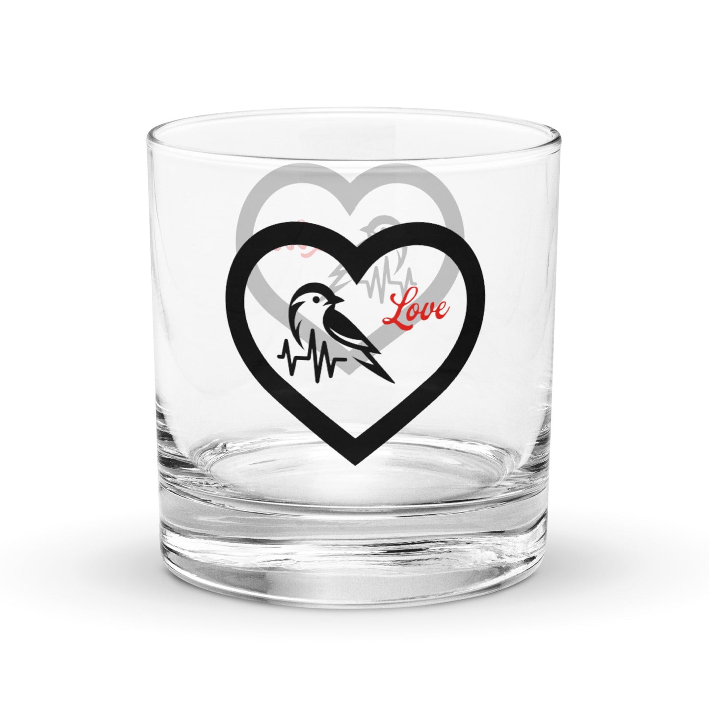 Black Bird Heartbeat Rocks Glass - Rocks Glass - Discovery Co.