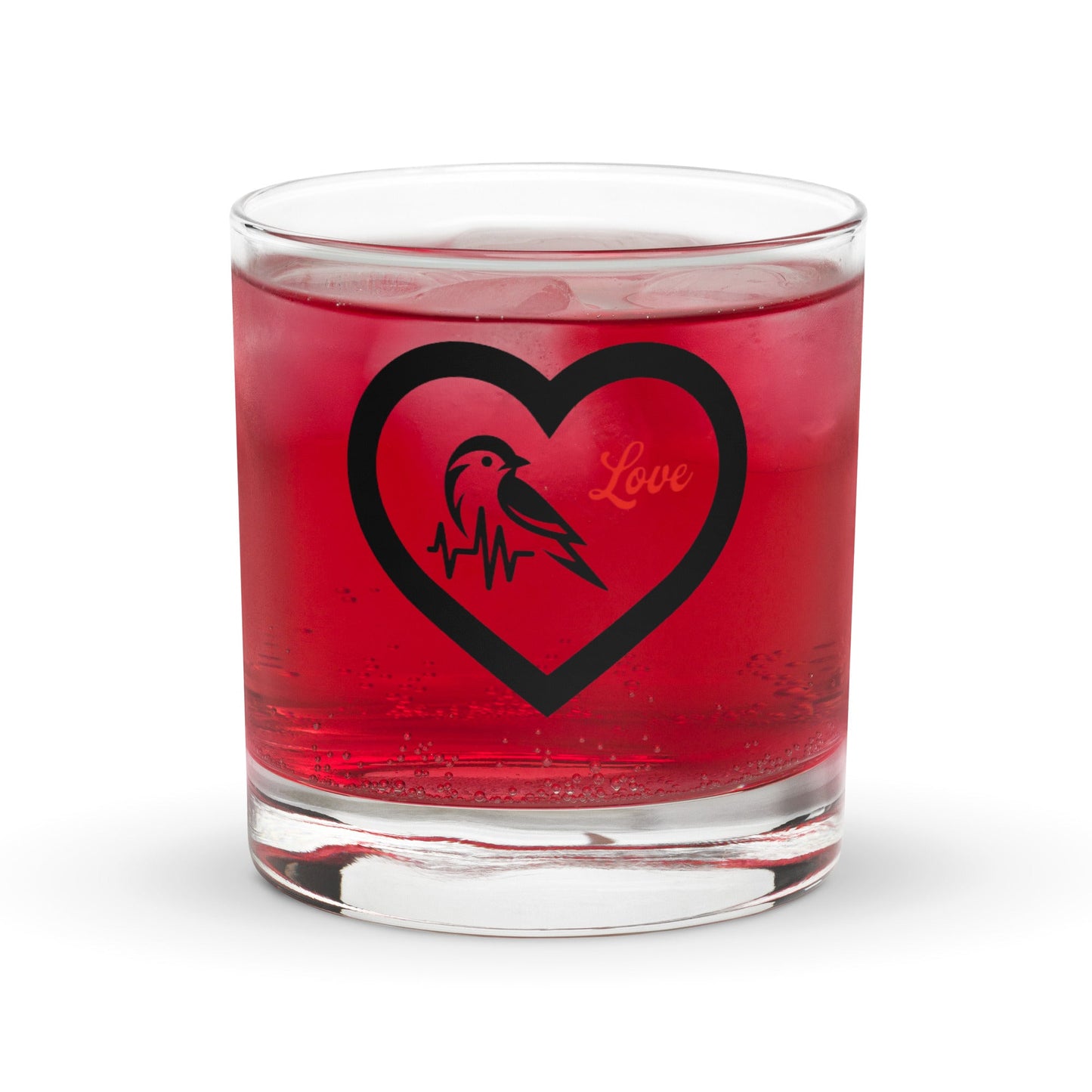 Black Bird Heartbeat Rocks Glass - Rocks Glass - Discovery Co.