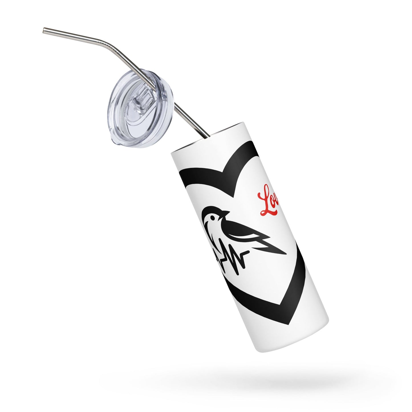 Black Bird Heartbeat Stainless Steel Tumbler - Steel Tumbler - Discovery Co.