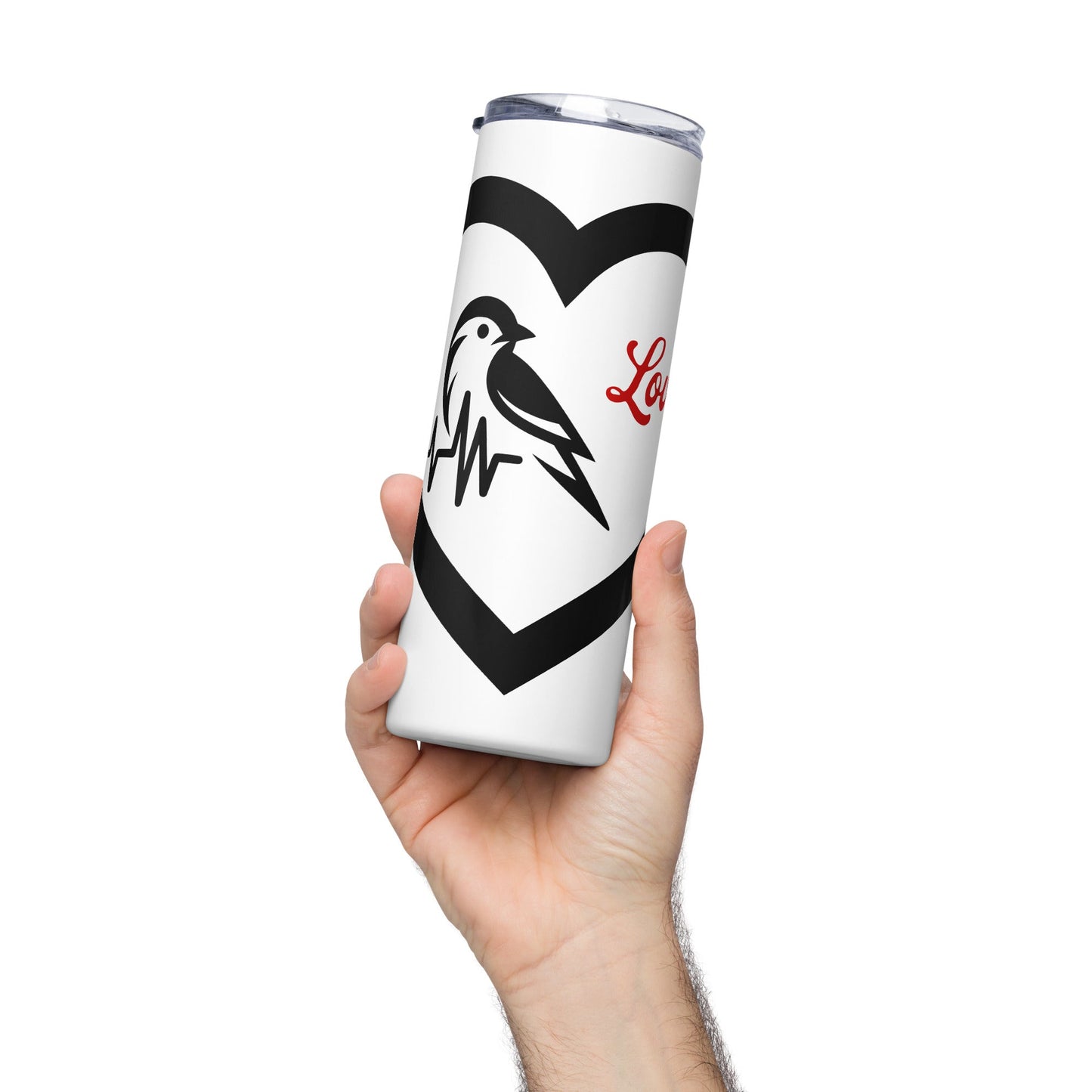 Black Bird Heartbeat Stainless Steel Tumbler - Steel Tumbler - Discovery Co.