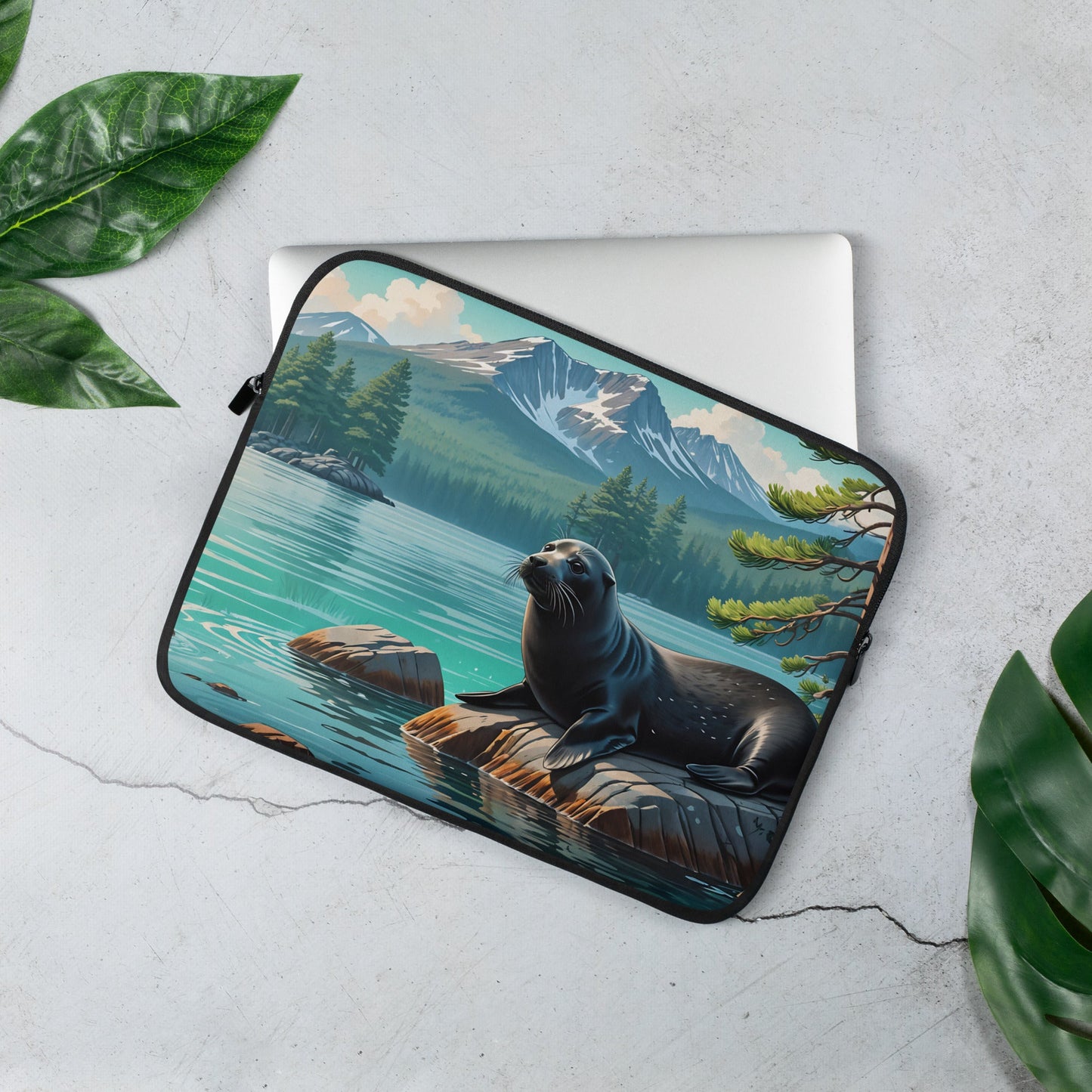 Black Seal On A Rock Laptop Sleeve - Laptop Cases - Discovery Co.