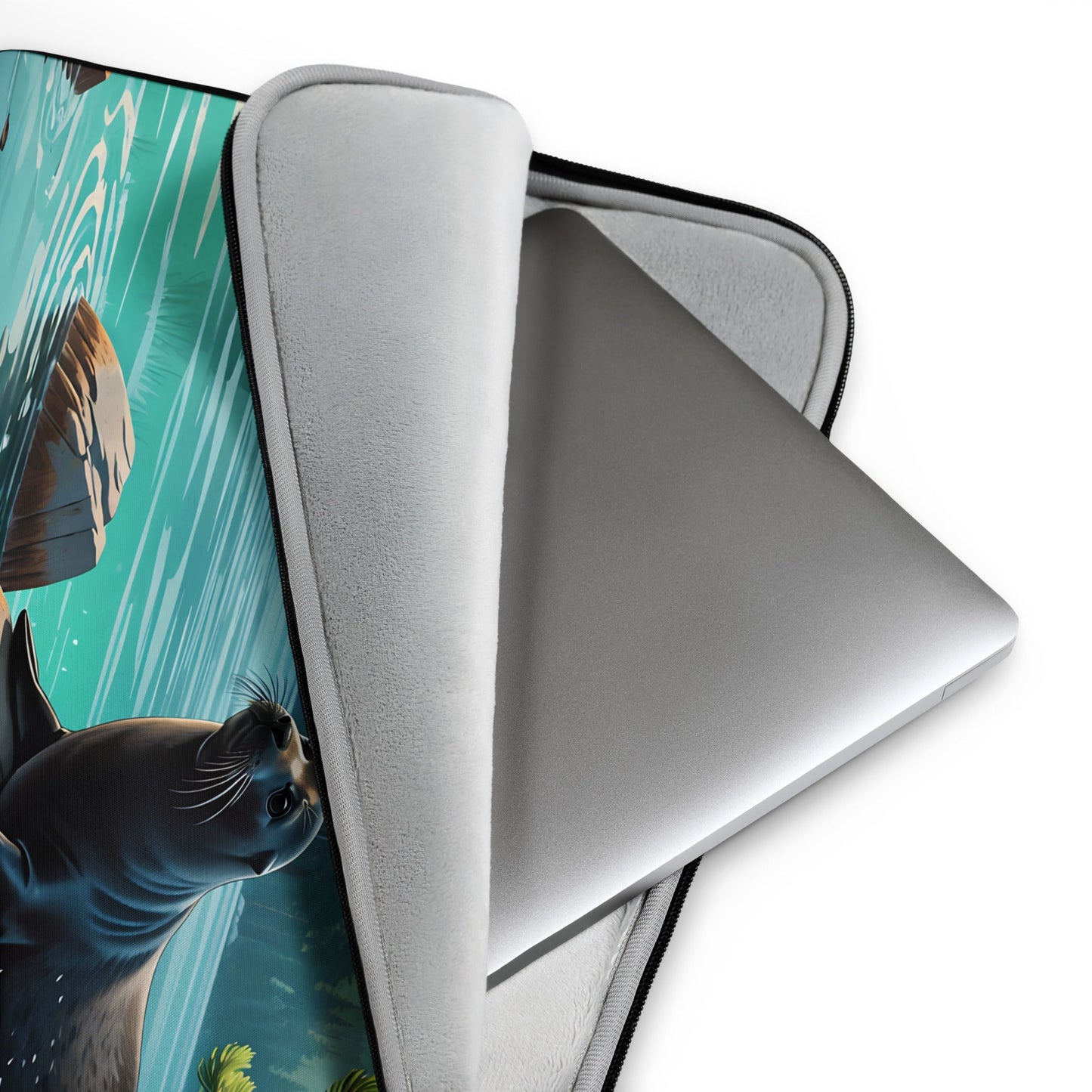 Black Seal On A Rock Laptop Sleeve - Laptop Cases - Discovery Co.