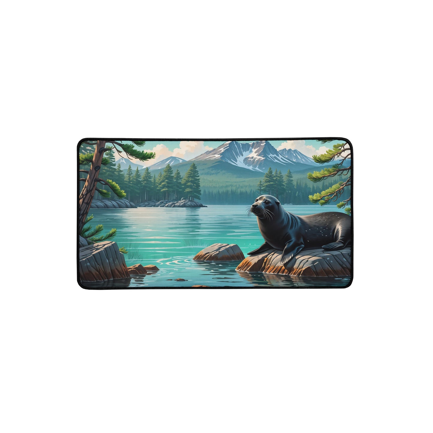 Black Seal On Rock Desk Mat - Mouse Pads - Discovery Co.