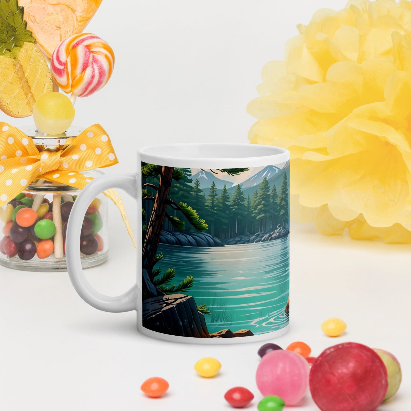 Black Seal On Rock White Glossy Mug - Mugs - Discovery Co.