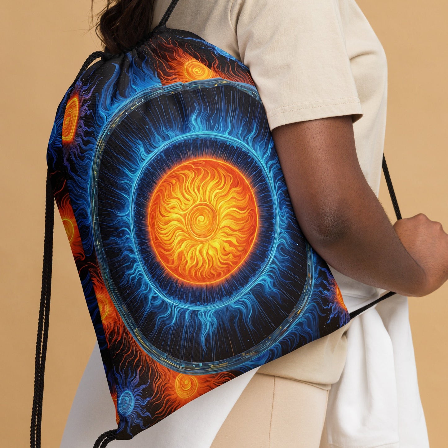 Blue And Orange Suns Drawstring Bag - Drawstring Bag - Discovery Co.