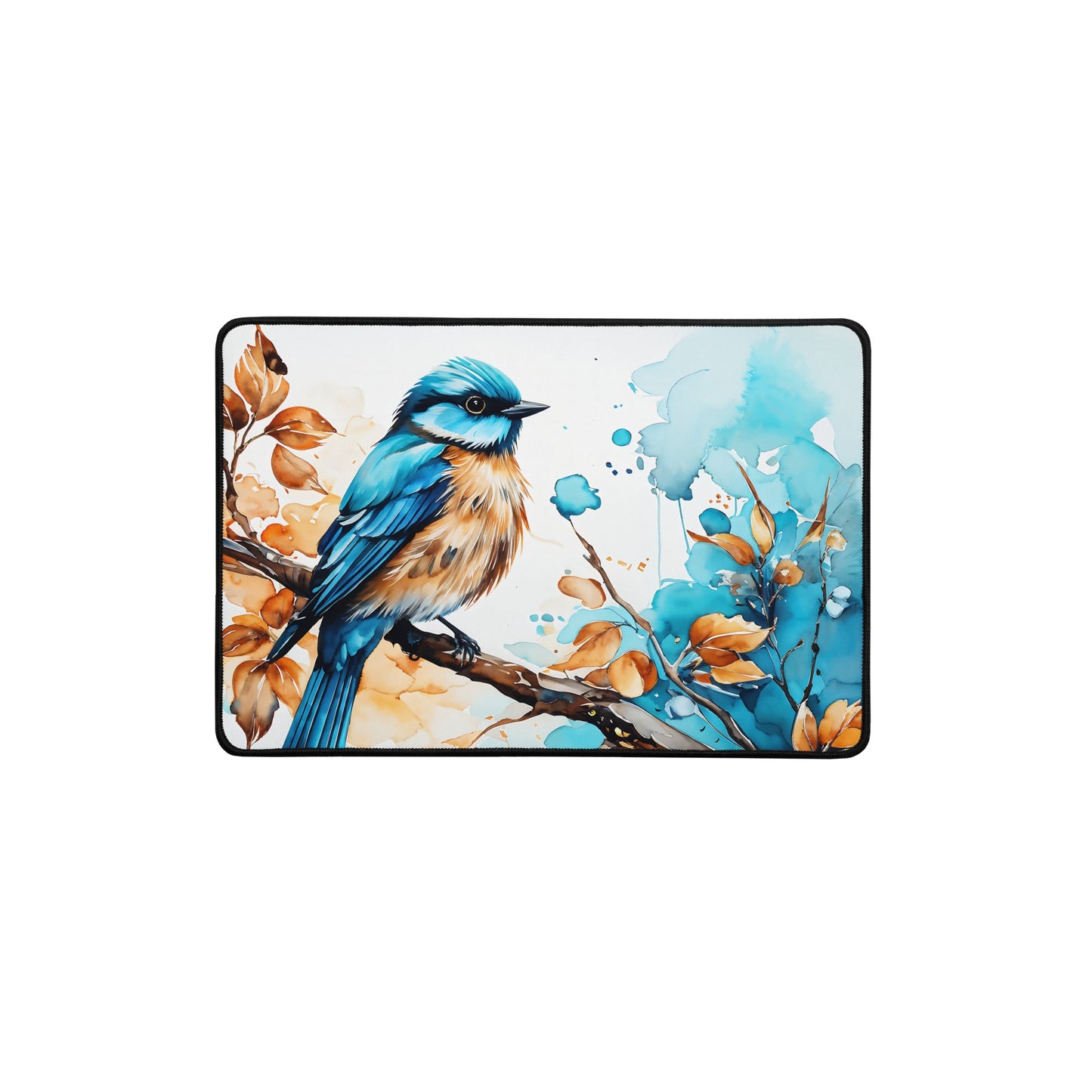 Blue and Tan Bird Perched Desk Mat - Mouse Pads - Discovery Co.