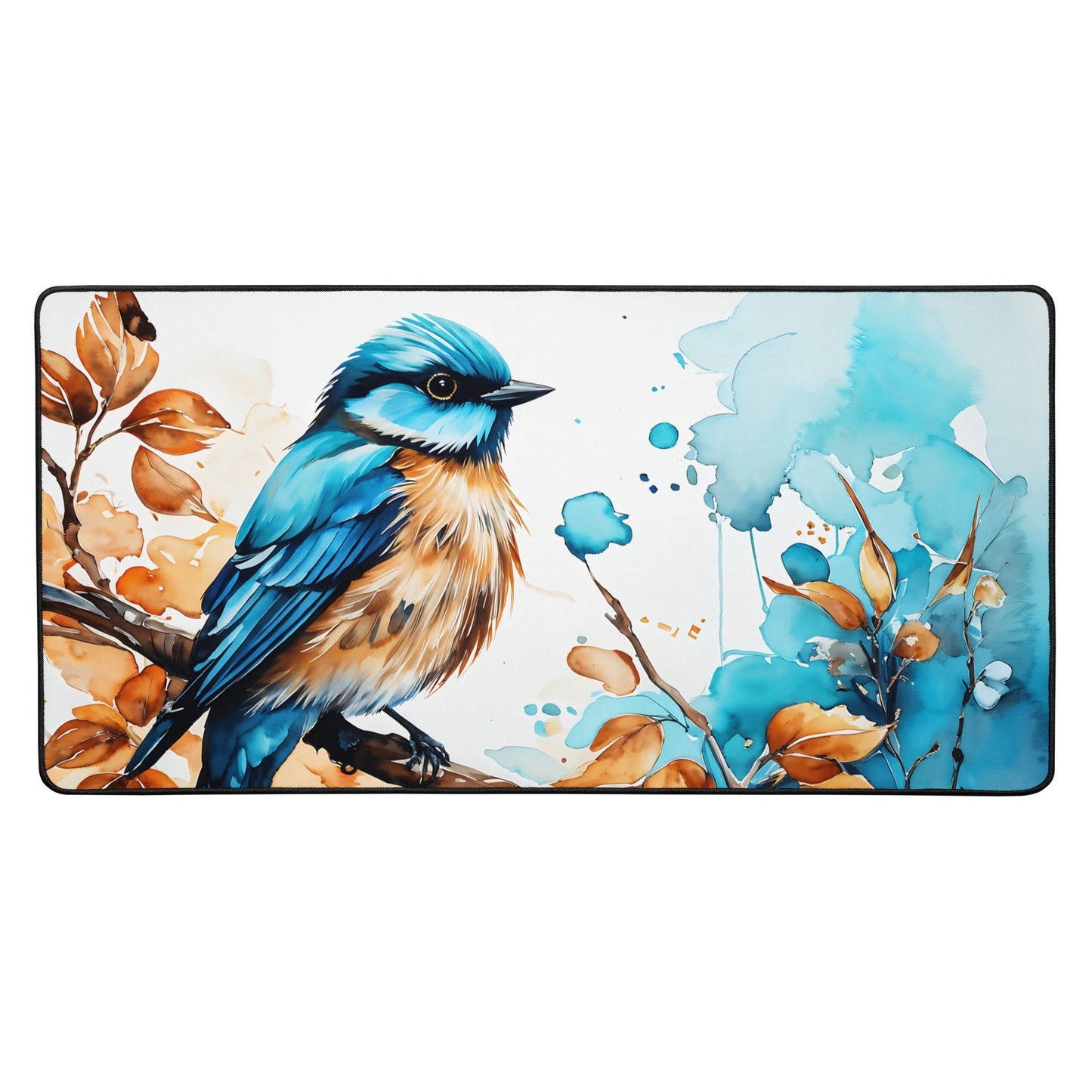 Blue and Tan Bird Perched Desk Mat - Mouse Pads - Discovery Co.