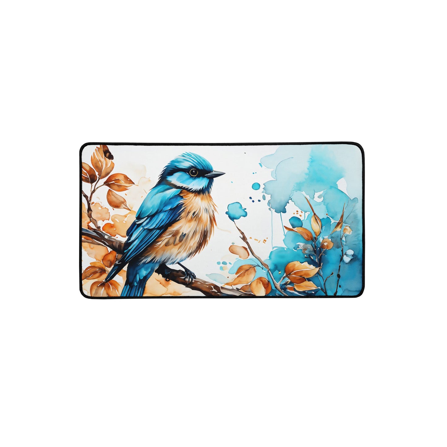 Blue and Tan Bird Perched Desk Mat - Mouse Pads - Discovery Co.
