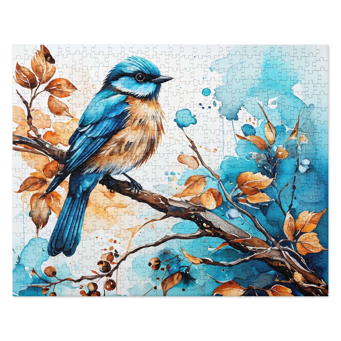 Blue and Tan Bird Perched Jigsaw Puzzle - Puzzle - Discovery Co.