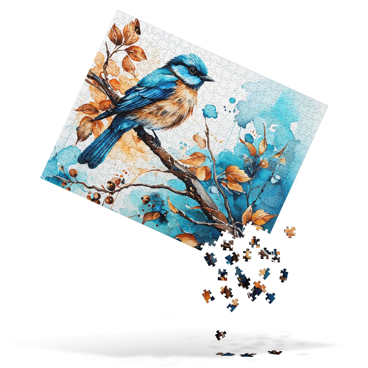 Blue and Tan Bird Perched Jigsaw Puzzle - Puzzle - Discovery Co.