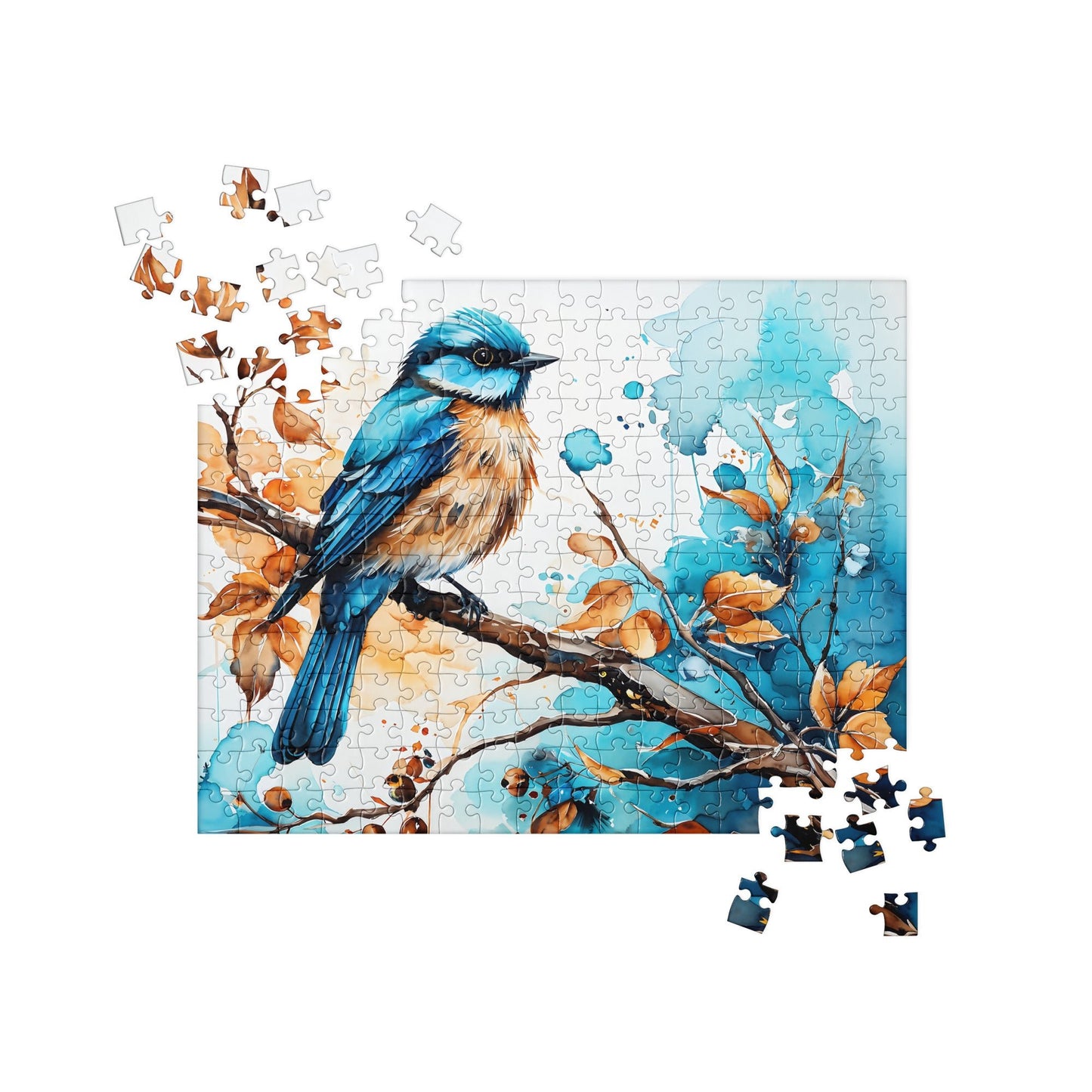 Blue and Tan Bird Perched Jigsaw Puzzle - Puzzle - Discovery Co.