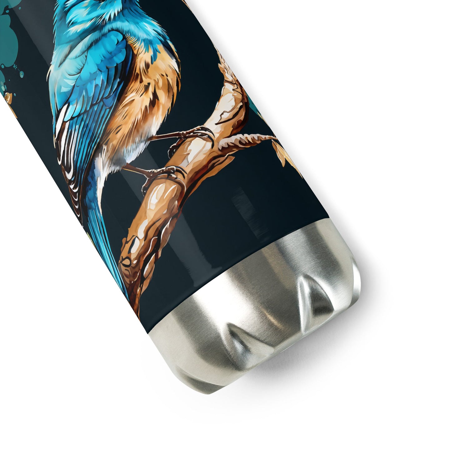 Blue and Tan Bird Watercolor Art Stainless Steel Water Bottle - Stainless Steel Water Bottle - Discovery Co.
