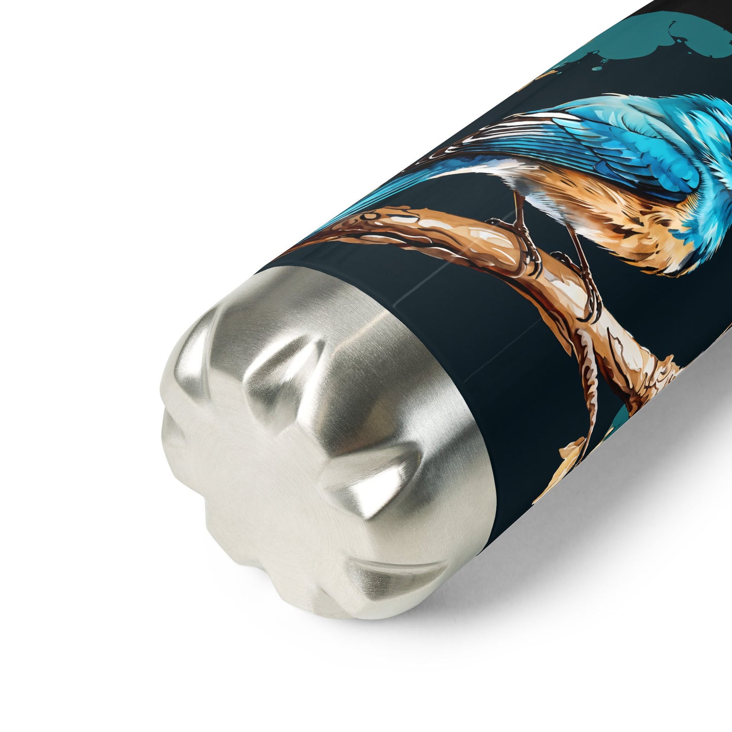 Blue and Tan Bird Watercolor Art Stainless Steel Water Bottle - Stainless Steel Water Bottle - Discovery Co.