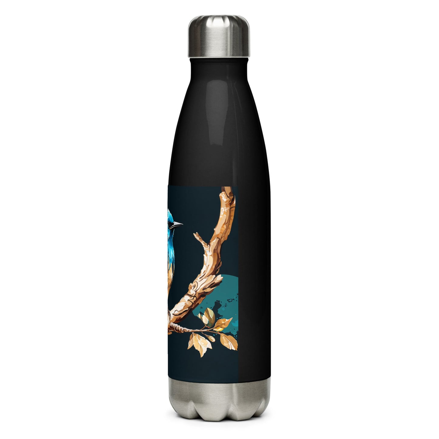 Blue and Tan Bird Watercolor Art Stainless Steel Water Bottle - Stainless Steel Water Bottle - Discovery Co.