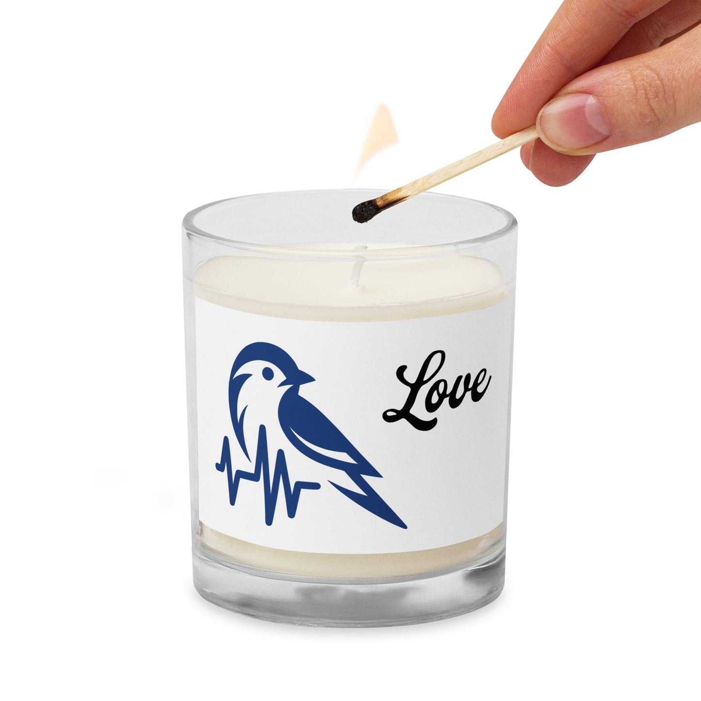 Blue Bird Heartbeat Glass Jar Soy Wax Candle - Candles - Discovery Co.