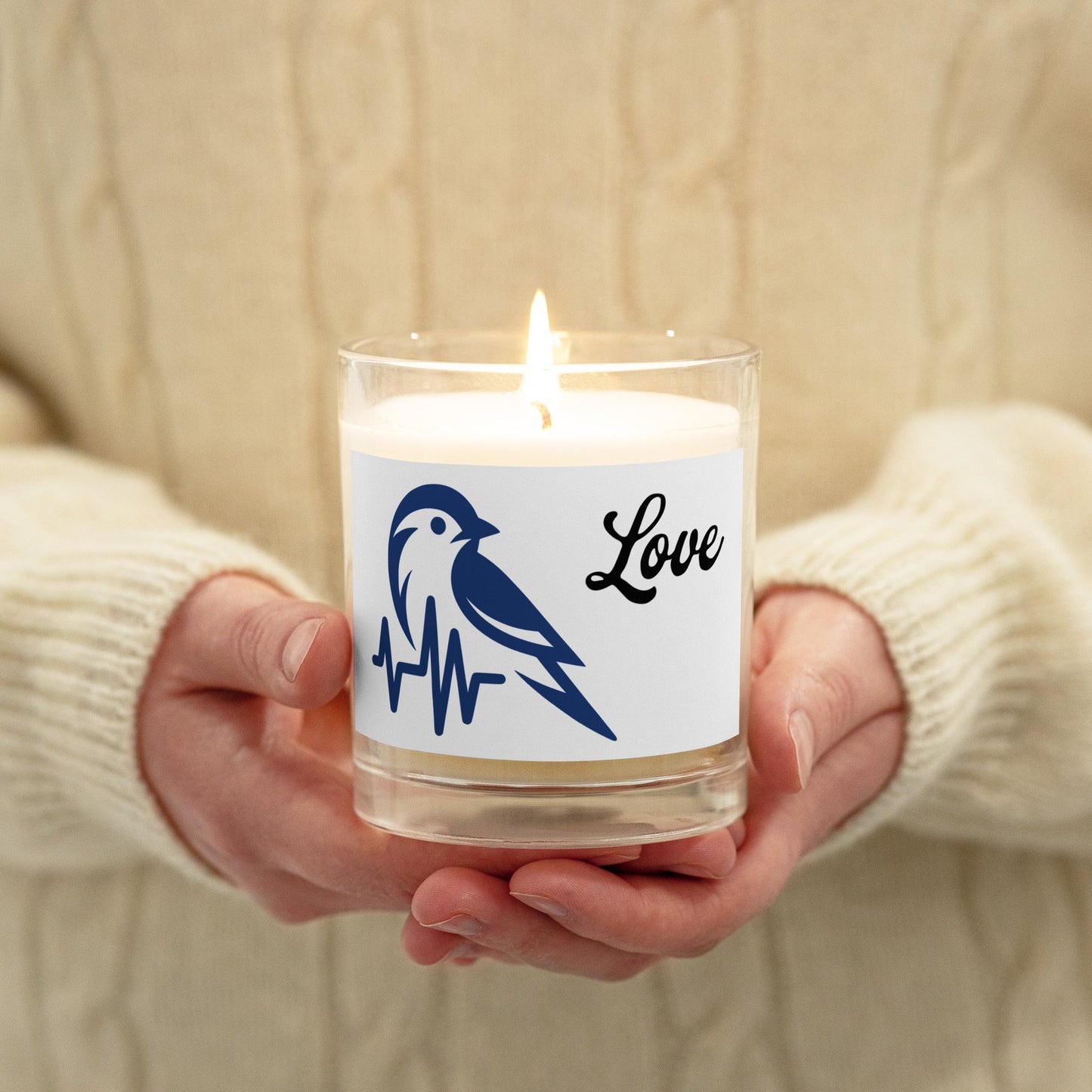 Blue Bird Heartbeat Glass Jar Soy Wax Candle - Candles - Discovery Co.